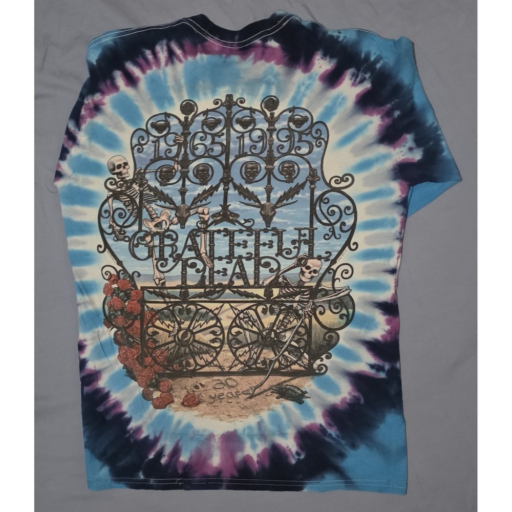 GRATEFUL DEAD 1965-1995 Tour Long Sleeve Tie Dye Tshirt Surf Tee Sz Med* (Small) - Picture 3 of 9